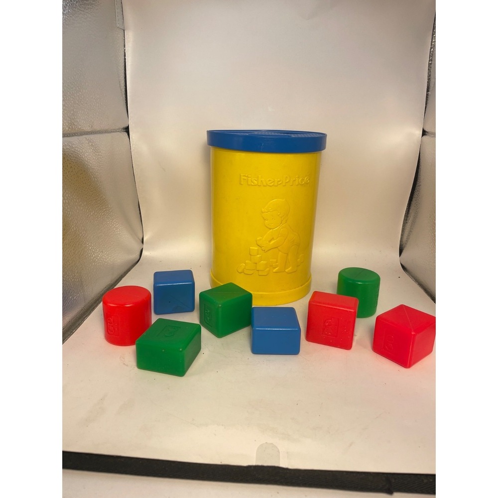 Vintage 1977‎ Fisher Price Baby's First Shape Sorter Toy USA lots of blocks!